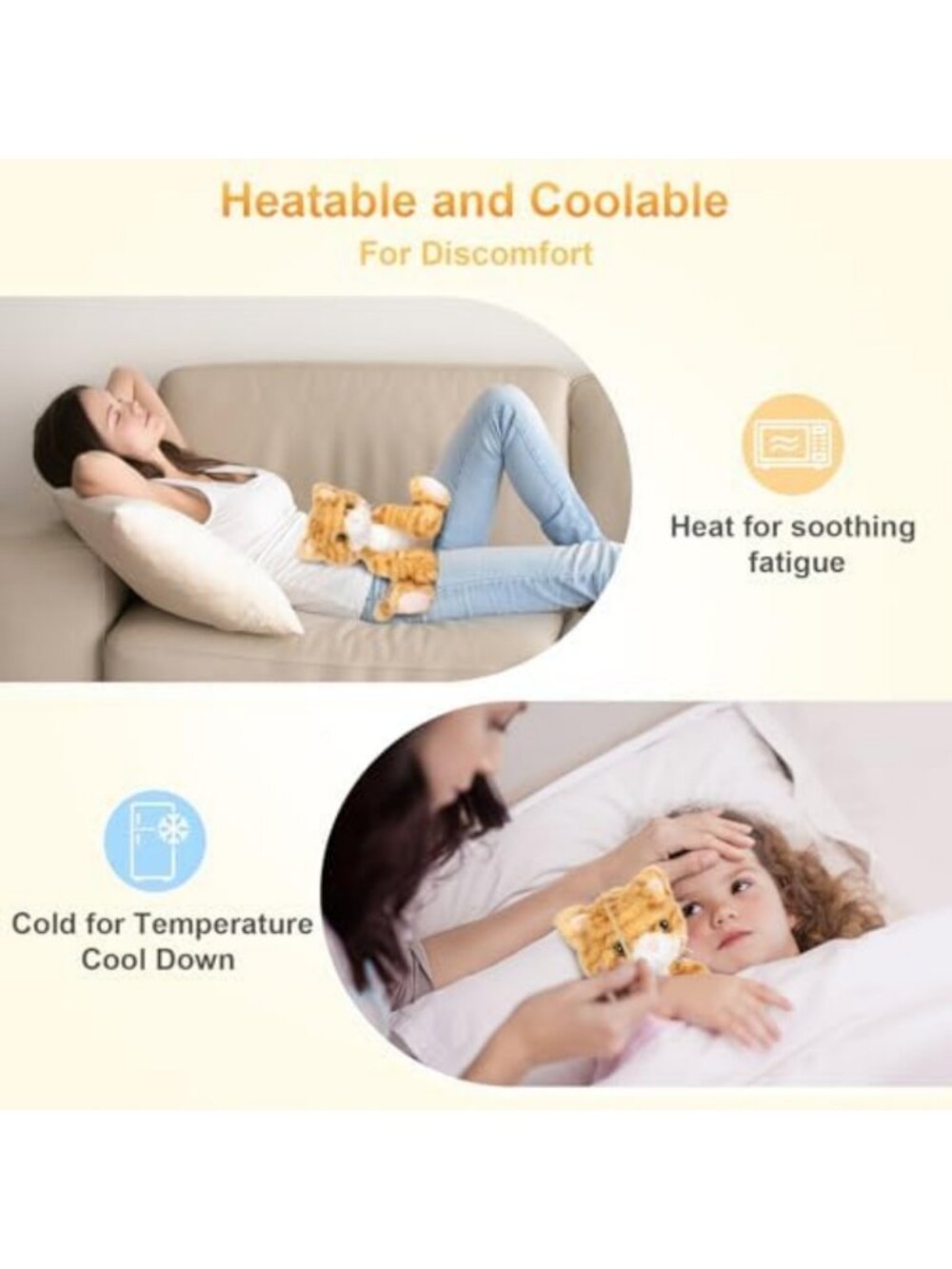 Cozy Heatable & Coolable Orange Cat Plush Heating Pad for Kids & Adults - Picture 4 of 7